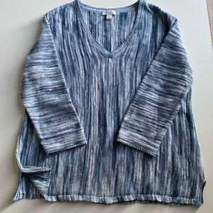 J Jill M petite 3/4 sleeve blue multicolor light sweater